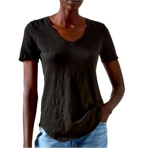 ATM Anthony Thomas Melillo Slub Jersey Classic V-Neck Tee Black Medium